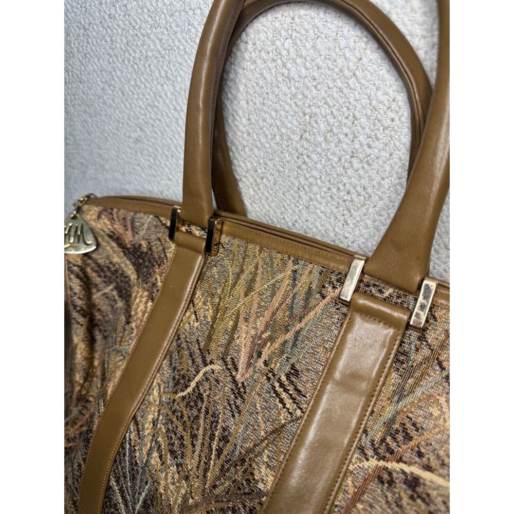 Vintage 70's Morris Moskowitz Tapestry Leather Handbag Purse MM USA - Picture 4 of 13